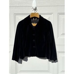 Lucky Brand Women's XL Black Velvet Jacket  Buttons Whimsigoth Dark Romantic